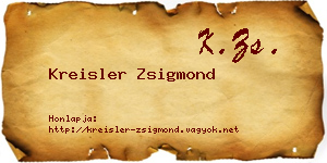 Kreisler Zsigmond névjegykártya